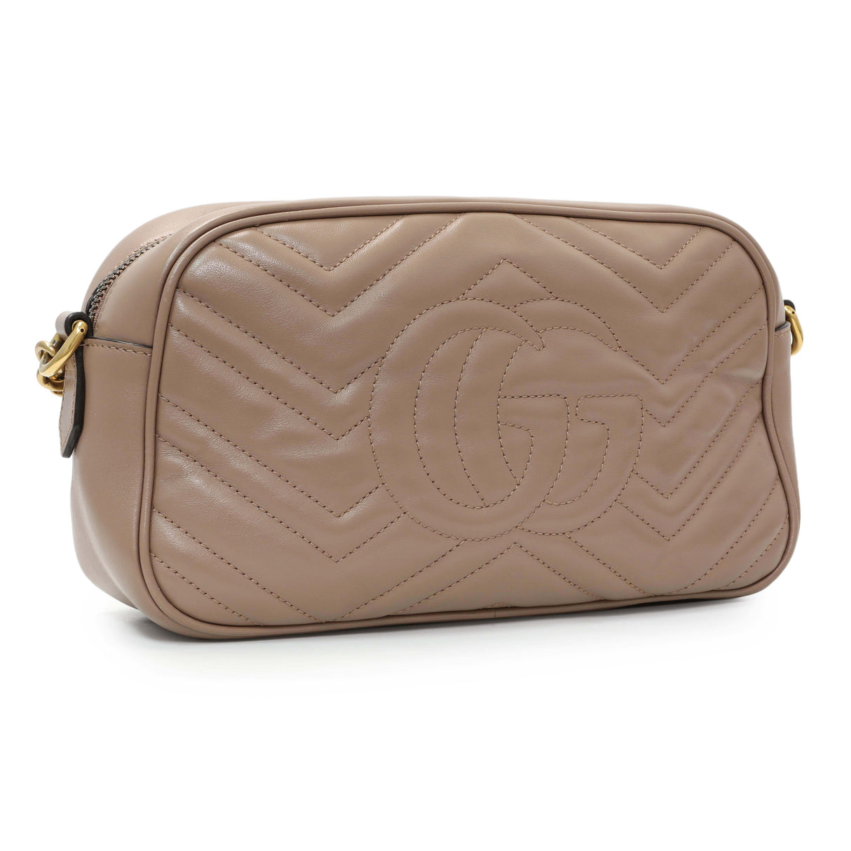 Gucci Porcelain Rose Calfskin Matelasse Small GG Marmont Chain Shoulder Bag