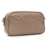 Gucci Porcelain Rose Calfskin Matelasse Small GG Marmont Chain Shoulder Bag