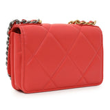 Chanel Red Lambskin Quilted Chanel 19 Wallet On Chain Handbags Chanel