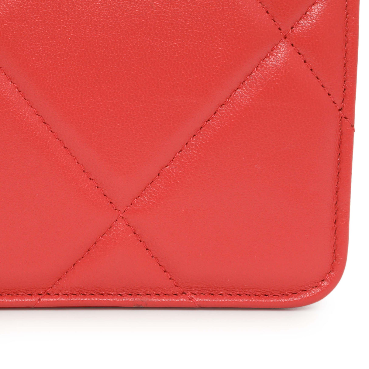 Chanel Red Lambskin Quilted Chanel 19 Wallet On Chain Handbags Chanel