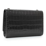 Saint Laurent Calfskin Crocodile Embossed Small Classic Monogram Kate Satchel Handbags Saint Laurent