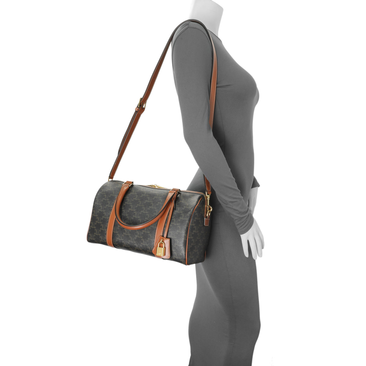 Celine Triomphe Canvas Calfskin Boston Bag Handbags Celine