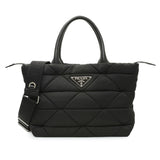 Prada Black Re-Nylon Padded Double Handled Zip Tote Handbags Prada