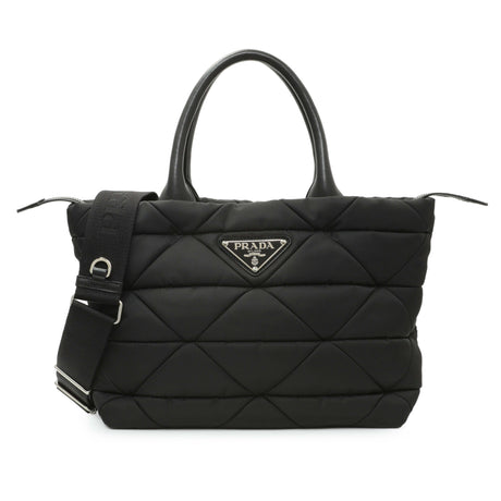 Prada Black Re-Nylon Padded Double Handled Zip Tote Handbags Prada
