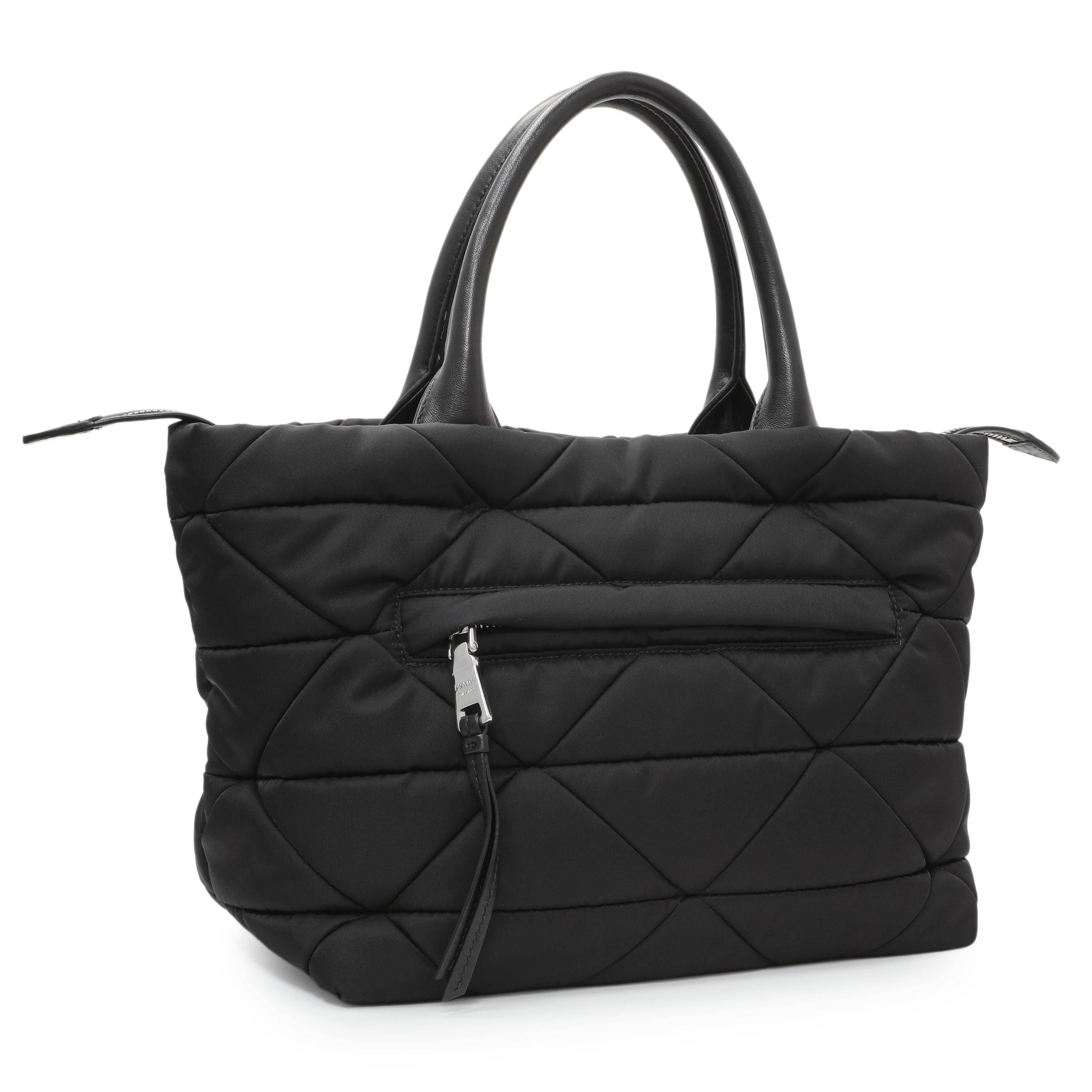 Prada Black Re-Nylon Padded Double Handled Zip Tote – Modaselle