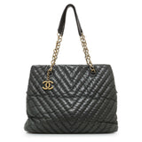 Chanel Dark Green Iridescent Calfskin Surpique Tote Handbags Chanel