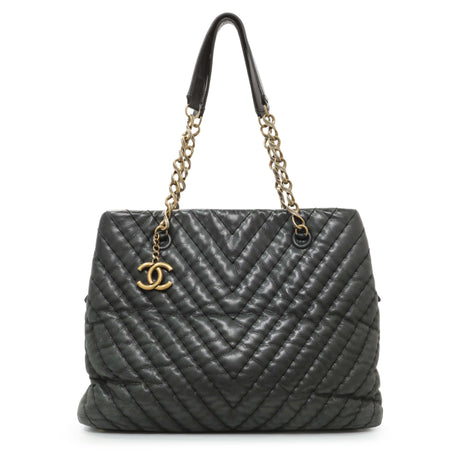 Chanel Dark Green Iridescent Calfskin Surpique Tote Handbags Chanel