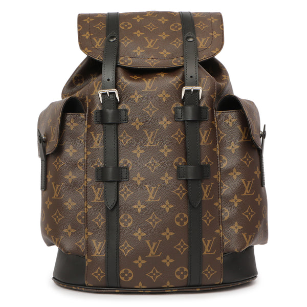 louis vuitton brown monogram backpack Macassar Christopher MM – Modaselle Exclusive Unique Men's Leather The leather top handle Color:Dino Fossils current-girls-downtown-darling