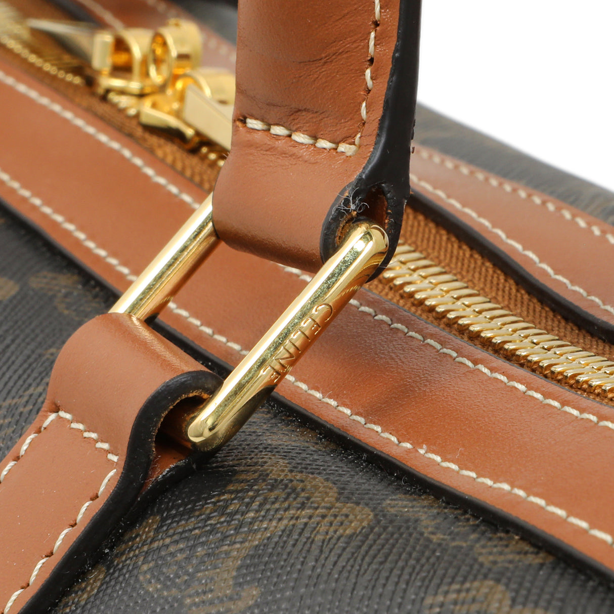 Celine Triomphe Canvas Calfskin Boston Bag Handbags Celine