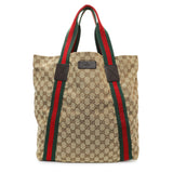 Gucci GG Monogram Medium Web Handle Vertical Tote Dark Brown Handbags Gucci