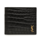 Saint Laurent Black Crocodile Embossed Tiny Cassandre East/West Wallet