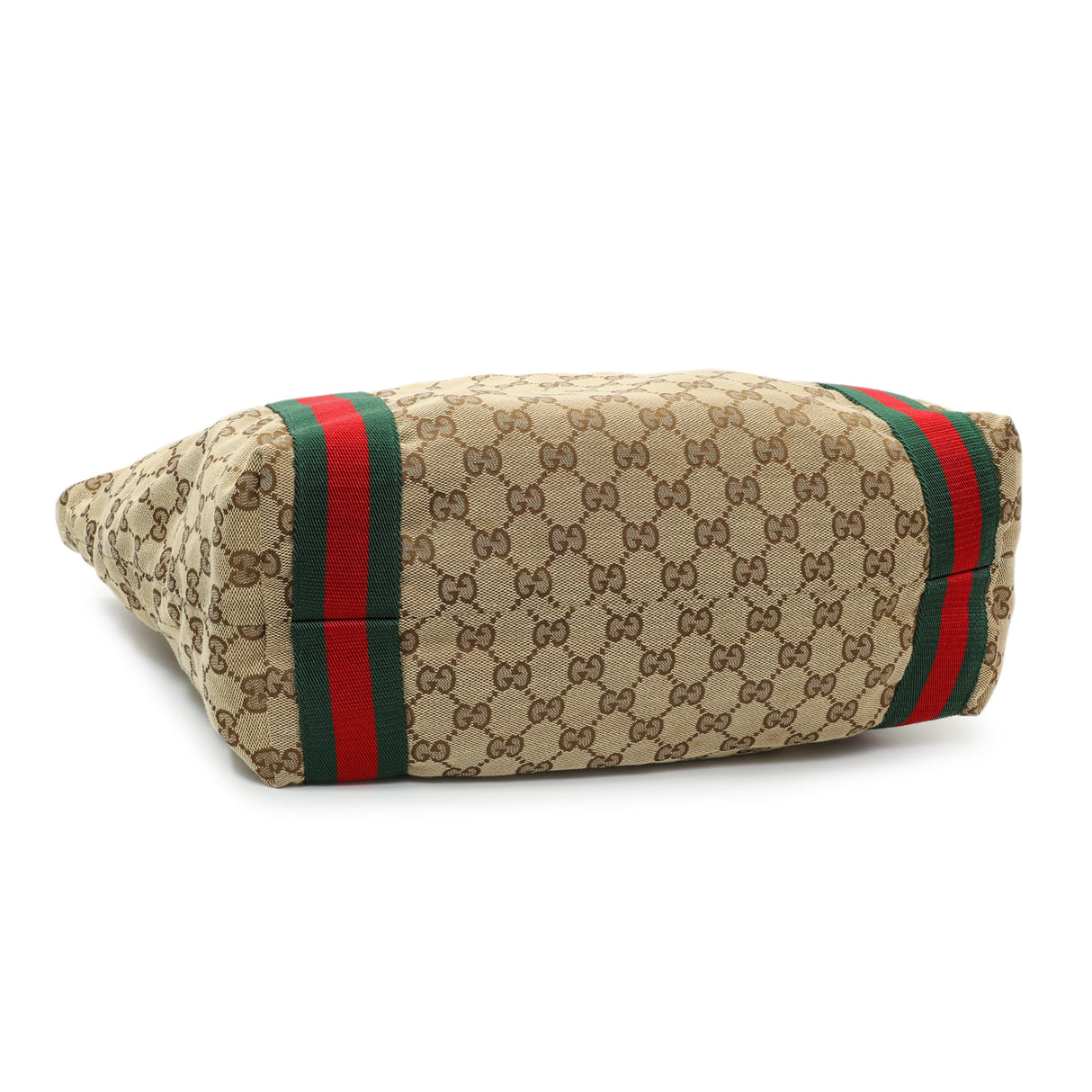 Gucci GG Monogram Medium Web Handle Vertical Tote Dark Brown Handbags Gucci