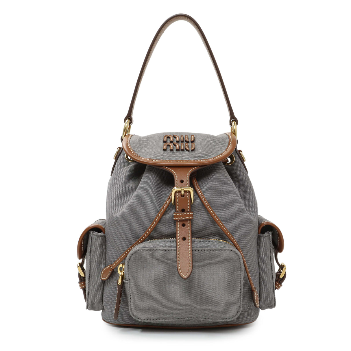 Miu Miu Grey Canvas Backpack Handbags Miu Miu