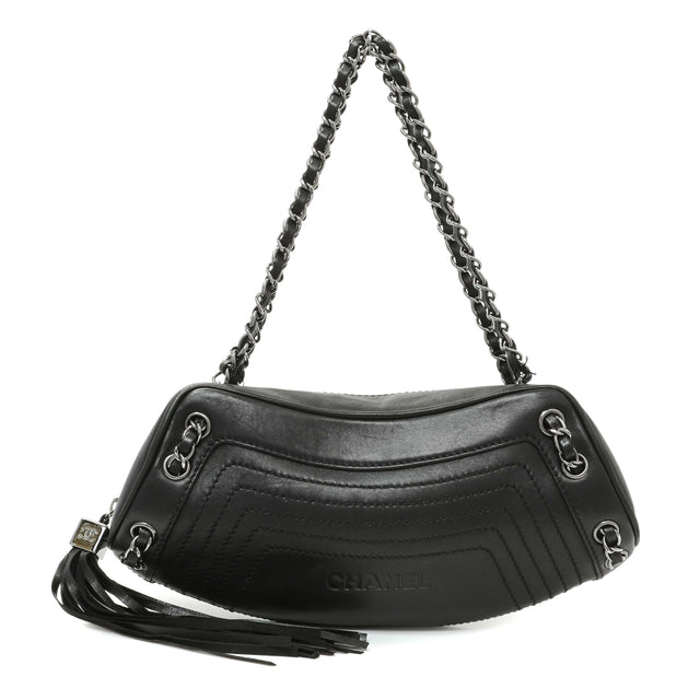 Chanel Black Lambskin Lax Tassel Shoulder Bag Handbags Chanel