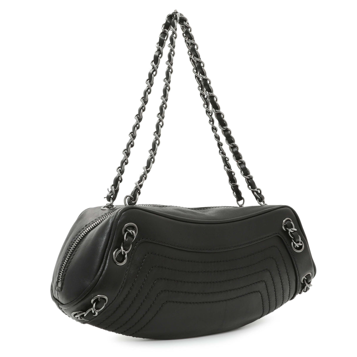 Chanel Black Lambskin Lax Tassel Shoulder Bag Handbags Chanel