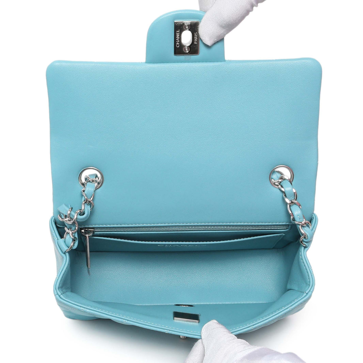 Chanel Blue Quilted Lambskin Mini Rectangular Flap Handbags Chanel