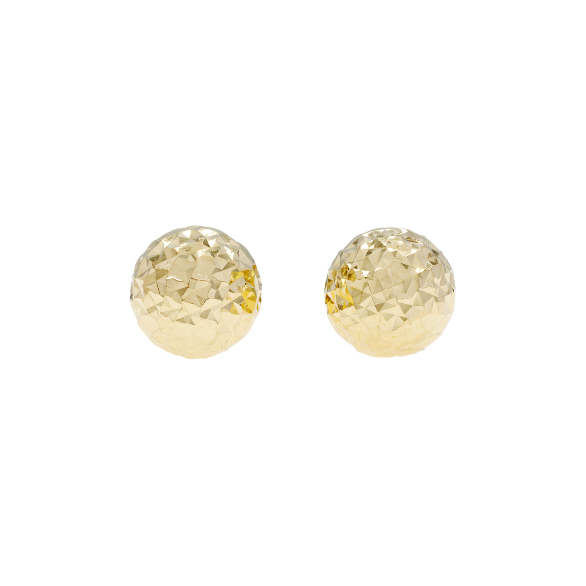 14K Yellow Gold Diamond Cut Ball Stud Earrings Fine Jewellery Modaselle