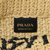 Prada Natural Yarn Raffia Effect Crochet Small Logo Tote Handbags Prada