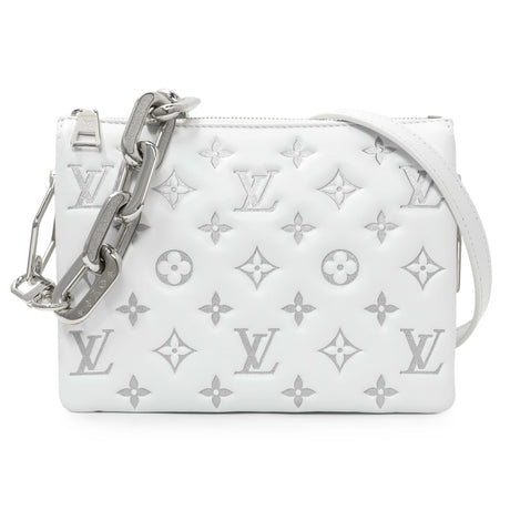 Louis Vuitton White Lambskin Embossed Monogram Coussin BB Handbags Louis Vuitton