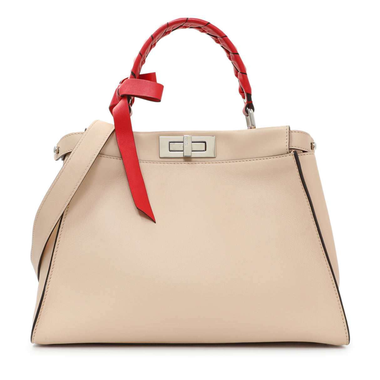 Fendi Rosa Plaster Vitello Medium Peekaboo Iconic Satchel Handbags Fendi