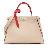 Fendi Rosa Plaster Vitello Medium Peekaboo Iconic Satchel Handbags Fendi