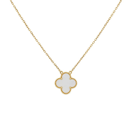 Van Cleef & Arpels 18K Yellow Gold Mother of Pearl Vintage Alhambra Pendant Necklace Designer Jewellery Modaselle