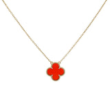 Van Cleef & Arpels 18K Yellow Gold Carnelian Vintage Alhambra Pendant Necklace Designer Jewellery Van Cleef and Arpels