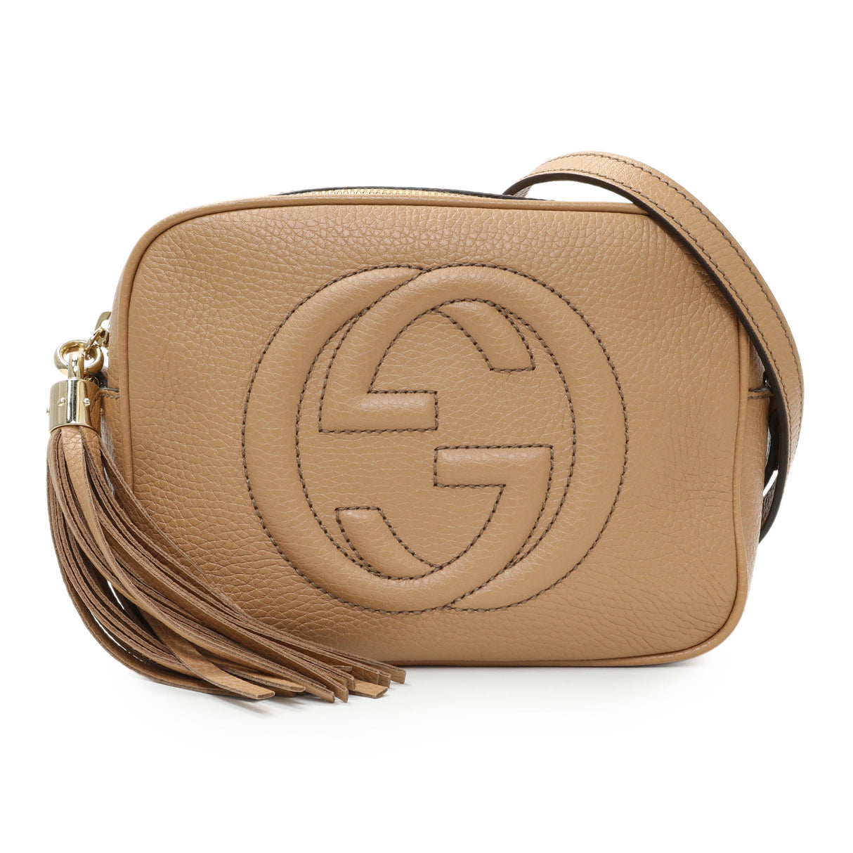 Gucci Beige Pebbled Calfskin Small Soho Disco Bag Handbags Gucci