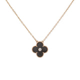Van Cleef & Arpels 18K Rose Gold Diamond Obsidian Vintage Alhambra Pendant Necklace Designer Jewellery Van Cleef and Arpels