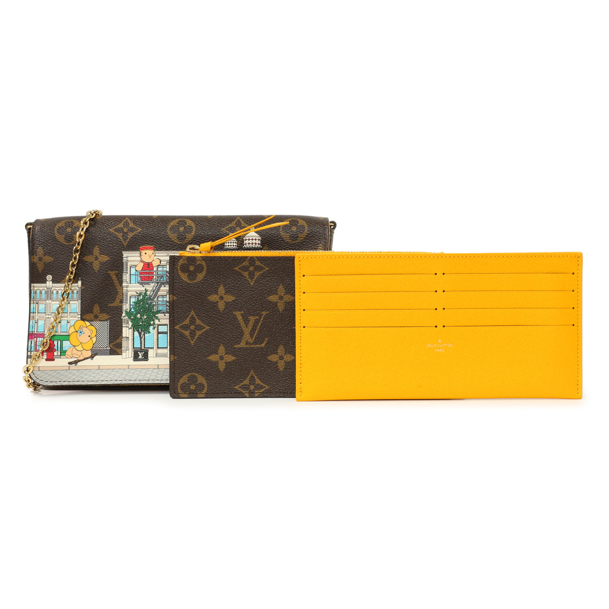 Louis Vuitton Monogram 2022 Christmas Animation New York Soho Pochette Felicie Chain Wallet