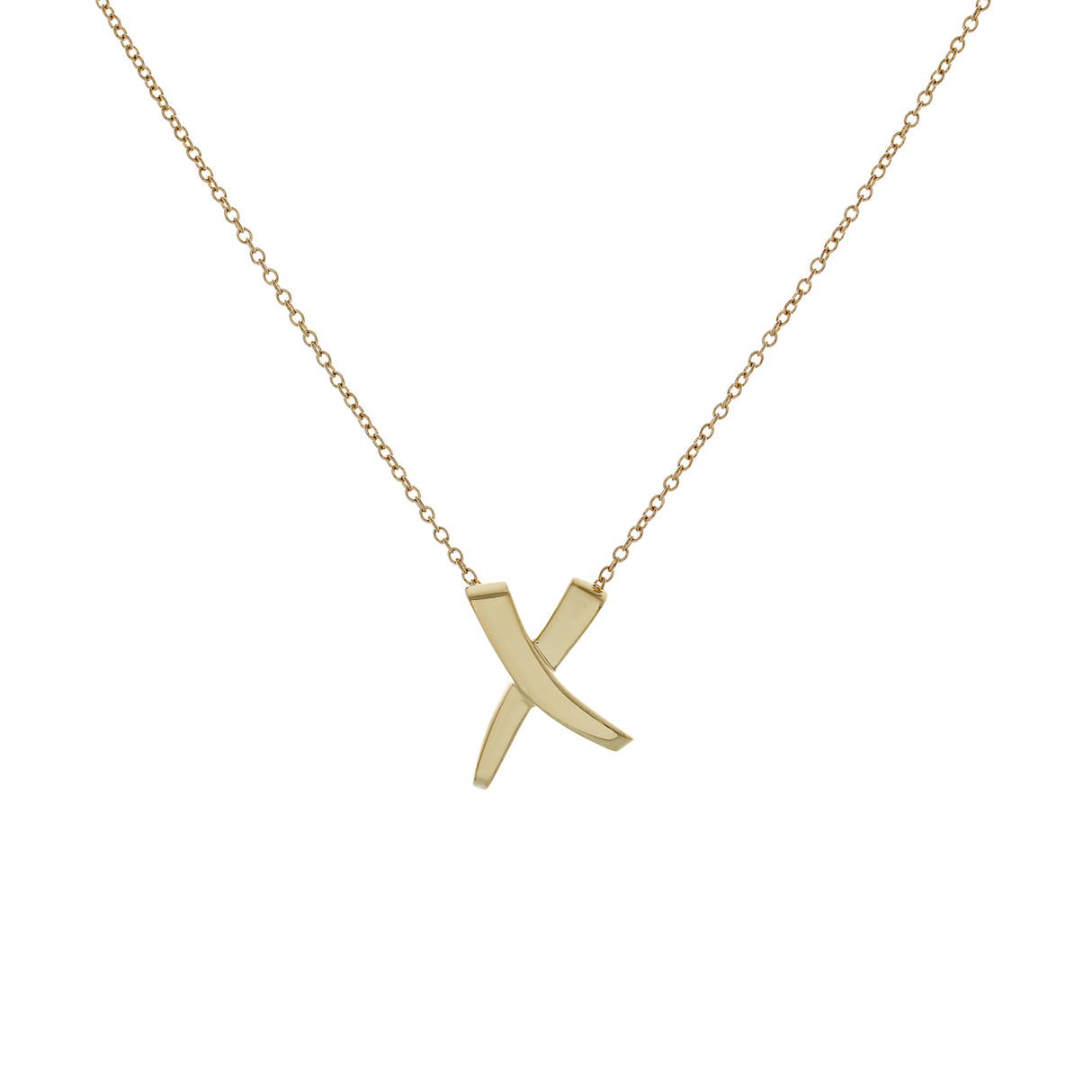 Tiffany & Co. 18K Yellow Gold Paloma Picasso Graffiti X Pendant Necklace Designer Jewellery Tiffany and Co