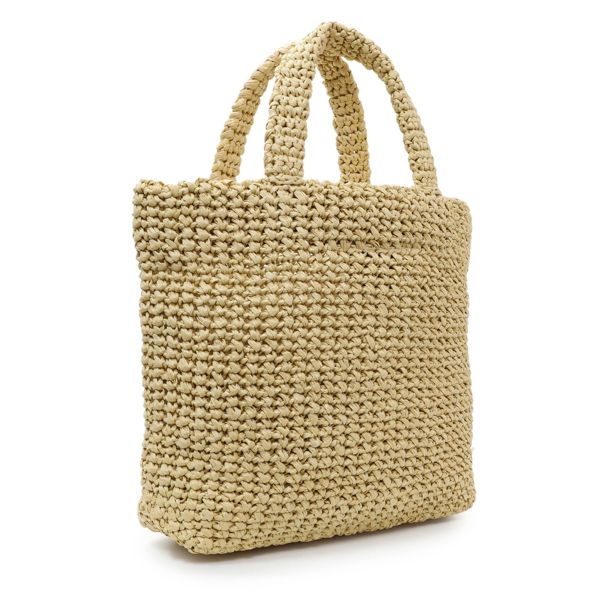 Prada Natural Yarn Raffia Effect Crochet Small Logo Tote Handbags Prada
