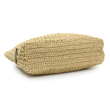 Prada Natural Yarn Raffia Effect Crochet Small Logo Tote Handbags Prada