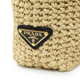 Prada Natural Yarn Raffia Effect Crochet Small Logo Tote Handbags Prada