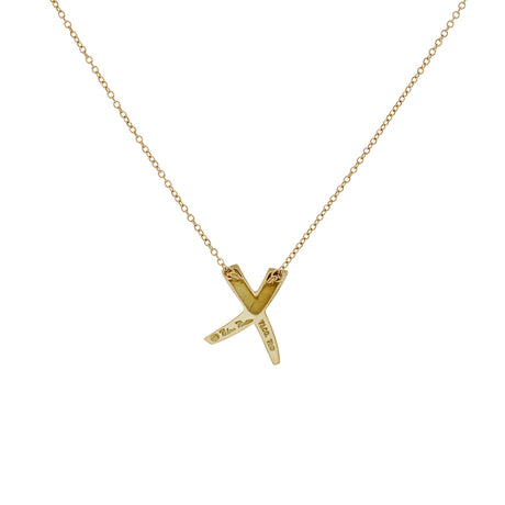 Tiffany & Co. 18K Yellow Gold Paloma Picasso Graffiti X Pendant Necklace Designer Jewellery Tiffany and Co