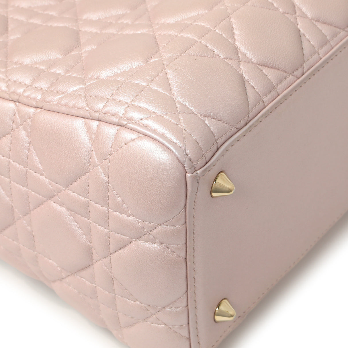 Christian Dior Lotus Pearly Lambskin Cannage Medium Lady Dior