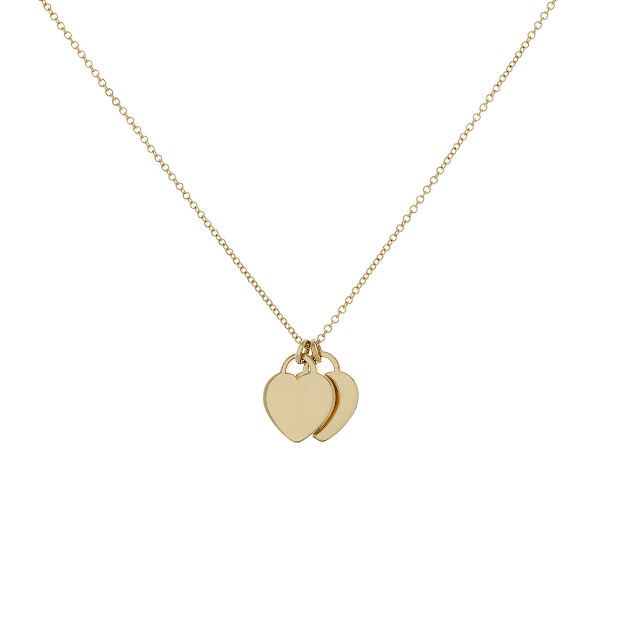 Tiffany & Co. 18K Yellow Gold Mini Double Heart Tag Pendant Designer Jewellery Tiffany and Co