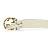 Gucci White Calfskin Studded Interlocking G 30mm Belt Accessories Gucci
