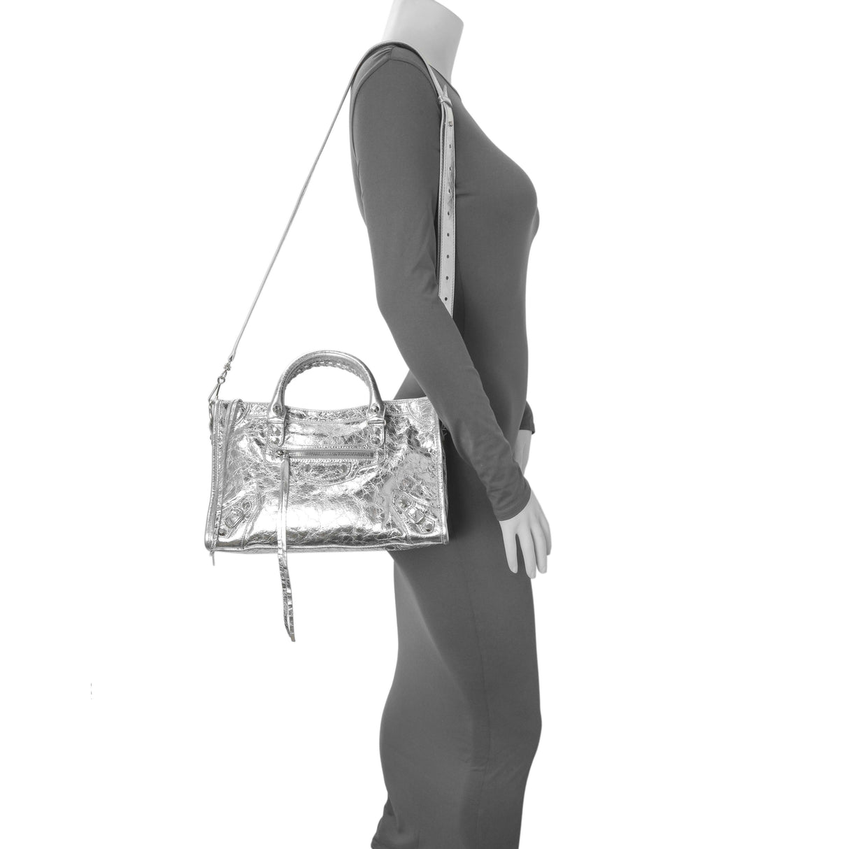 Balenciaga Silver Agneau Small Le City Handbags Balenciaga