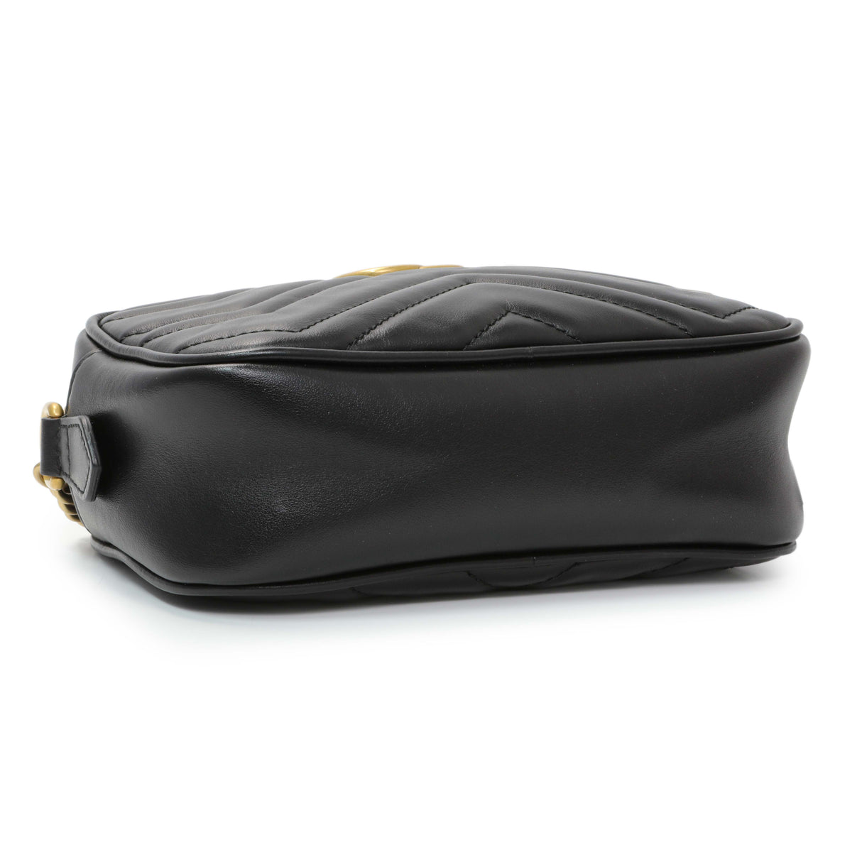 Gucci Black Calfskin Matelasse Mini GG Marmont Chain Shoulder Bag Handbags Gucci