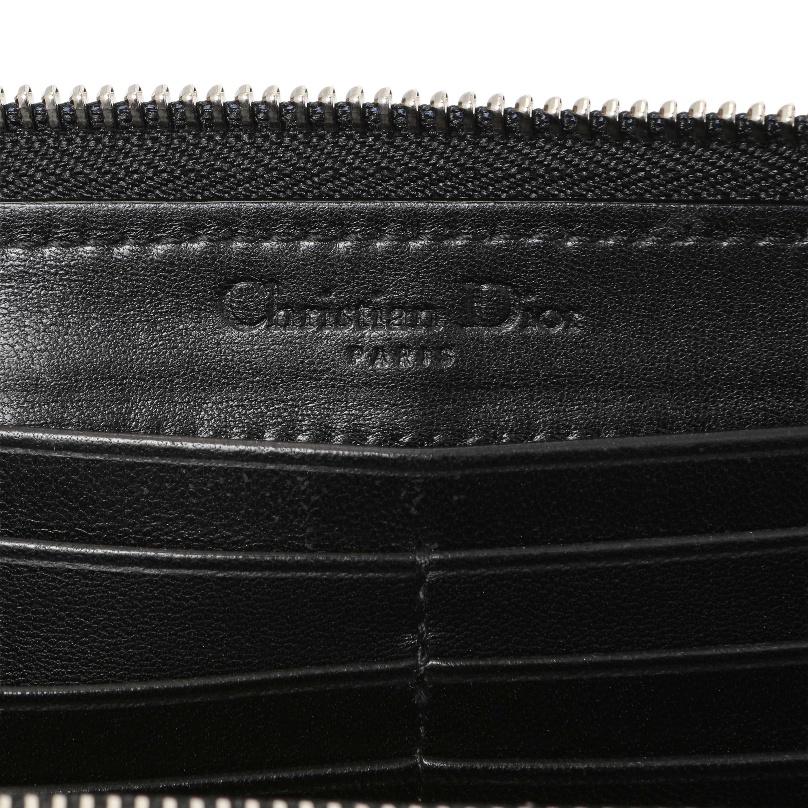 Christian Dior Black Lambskin Cannage Lady Dior Zip Wallet – Modaselle