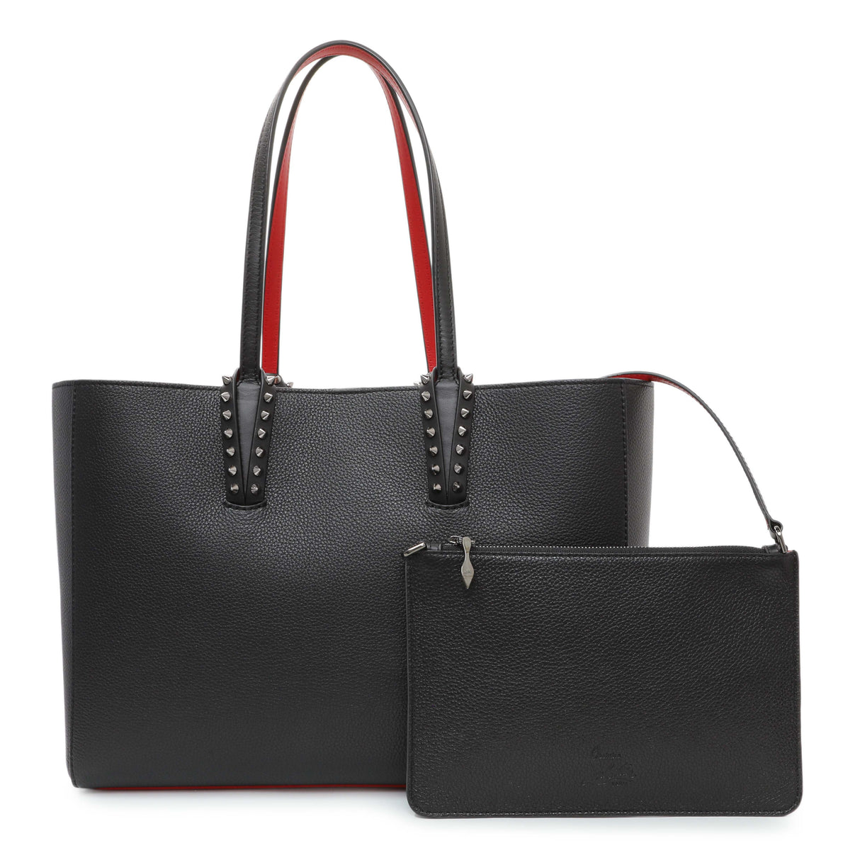 Christian Louboutin Black Calfskin Spiked Cabata Tote