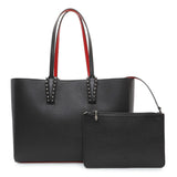 Christian Louboutin Black Calfskin Spiked Cabata Tote