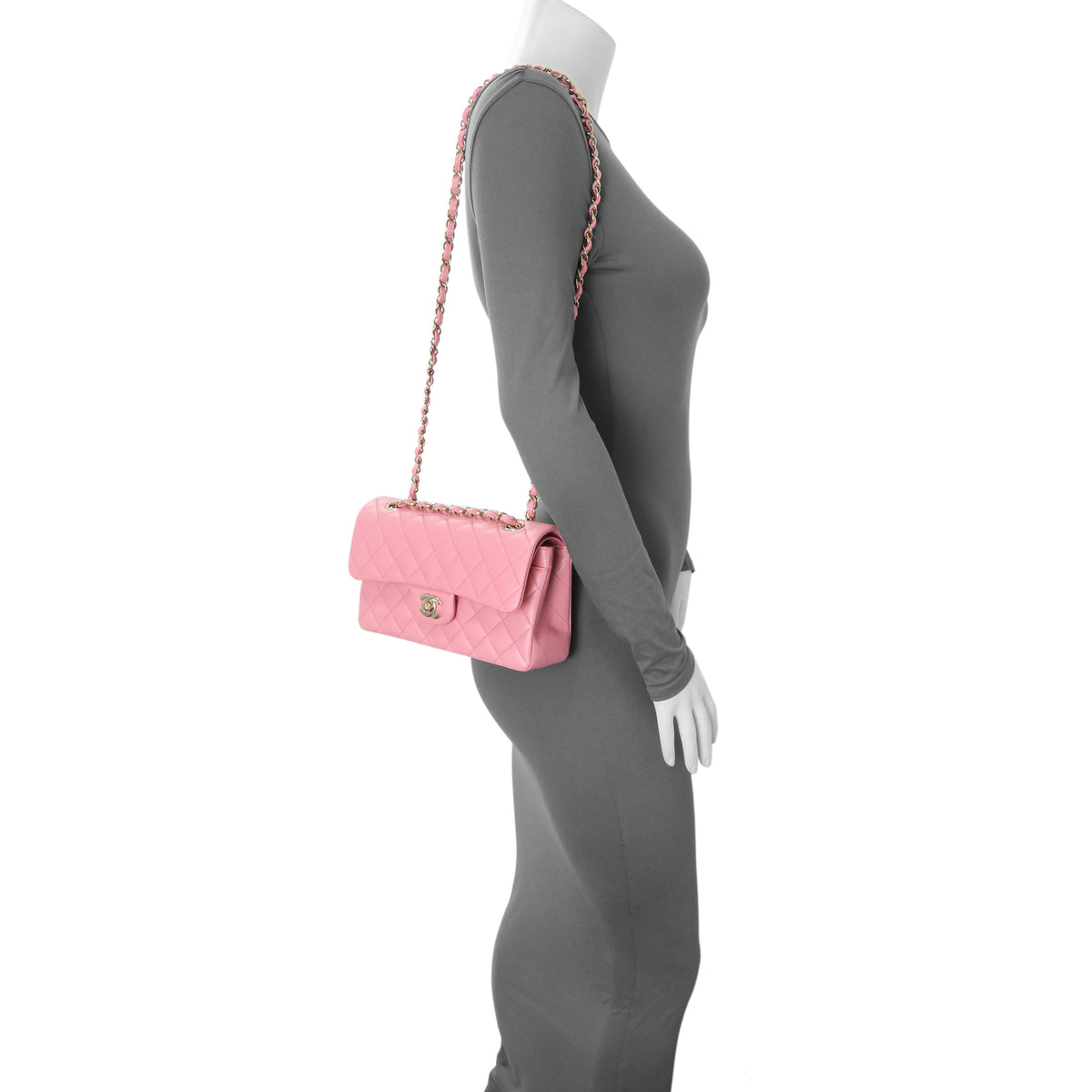 Chanel Pink Quilted Lambskin Small Double Flap Handbags Chanel