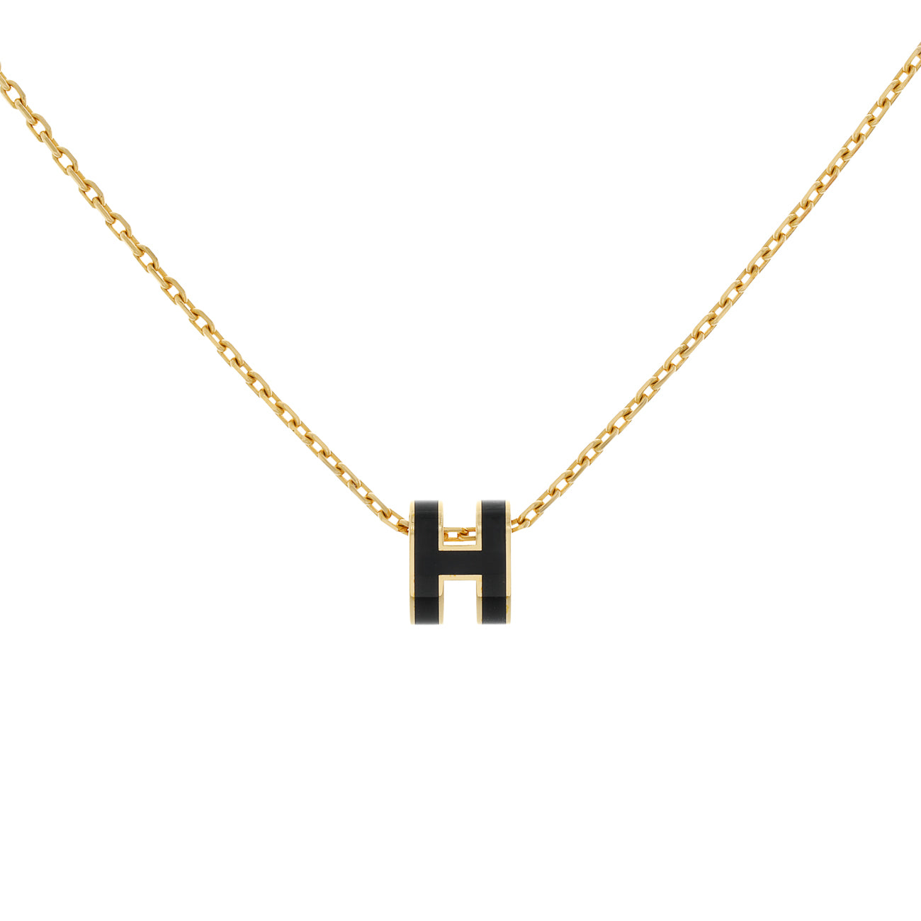 Hermes Black Lacquer Mini Pop H Pendant Necklace – Modaselle