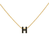 Hermes Black Lacquer Mini Pop H Pendant Necklace Designer Jewellery Hermes