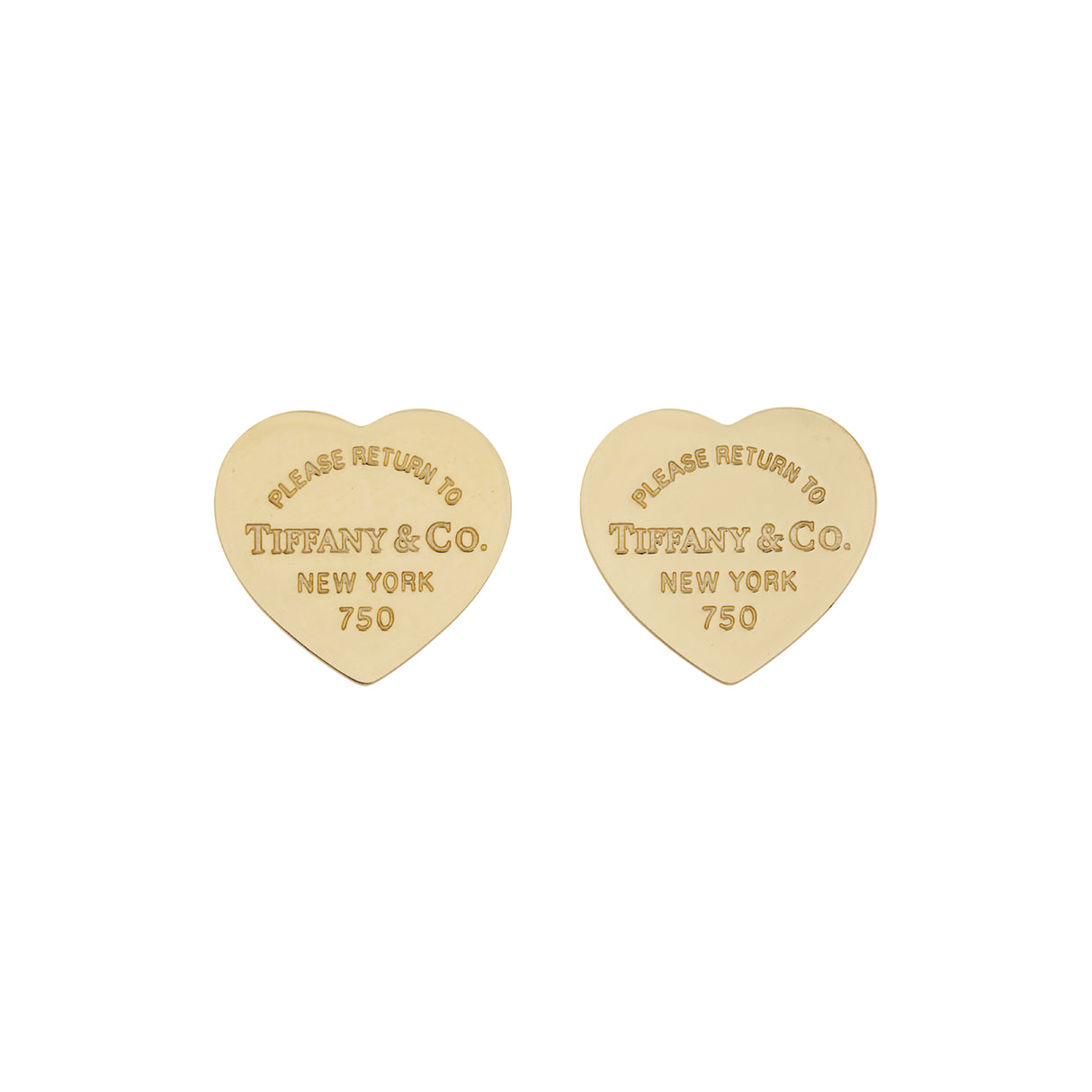 Tiffany & Co. 18K Yellow Gold Heart Tag Stud Earrings Designer Jewellery Tiffany and Co