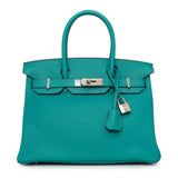 Hermes Bleu Paon Clemence Birkin 30