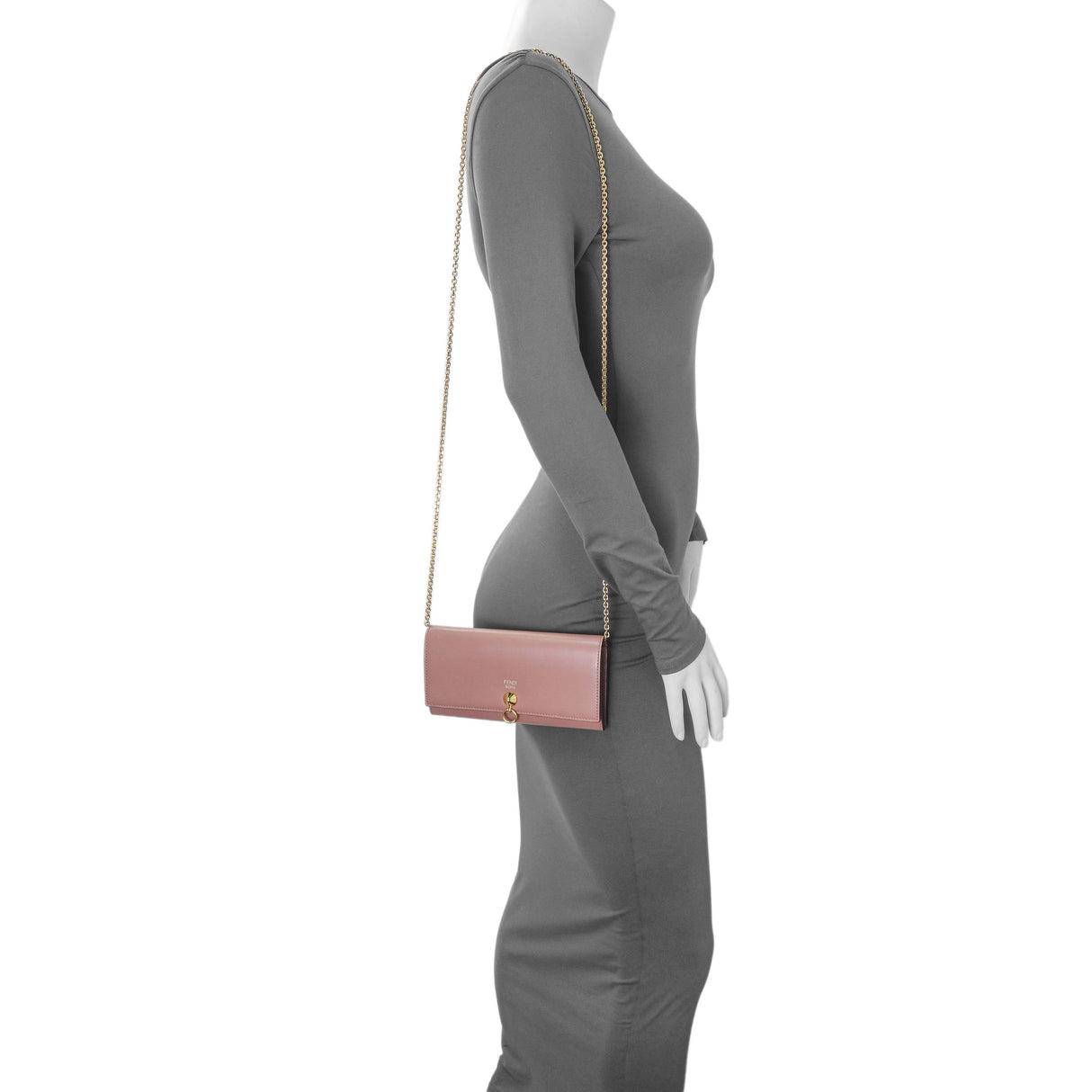 Fendi English Rose Calfskin By The Way Chain Wallet Handbags Fendi