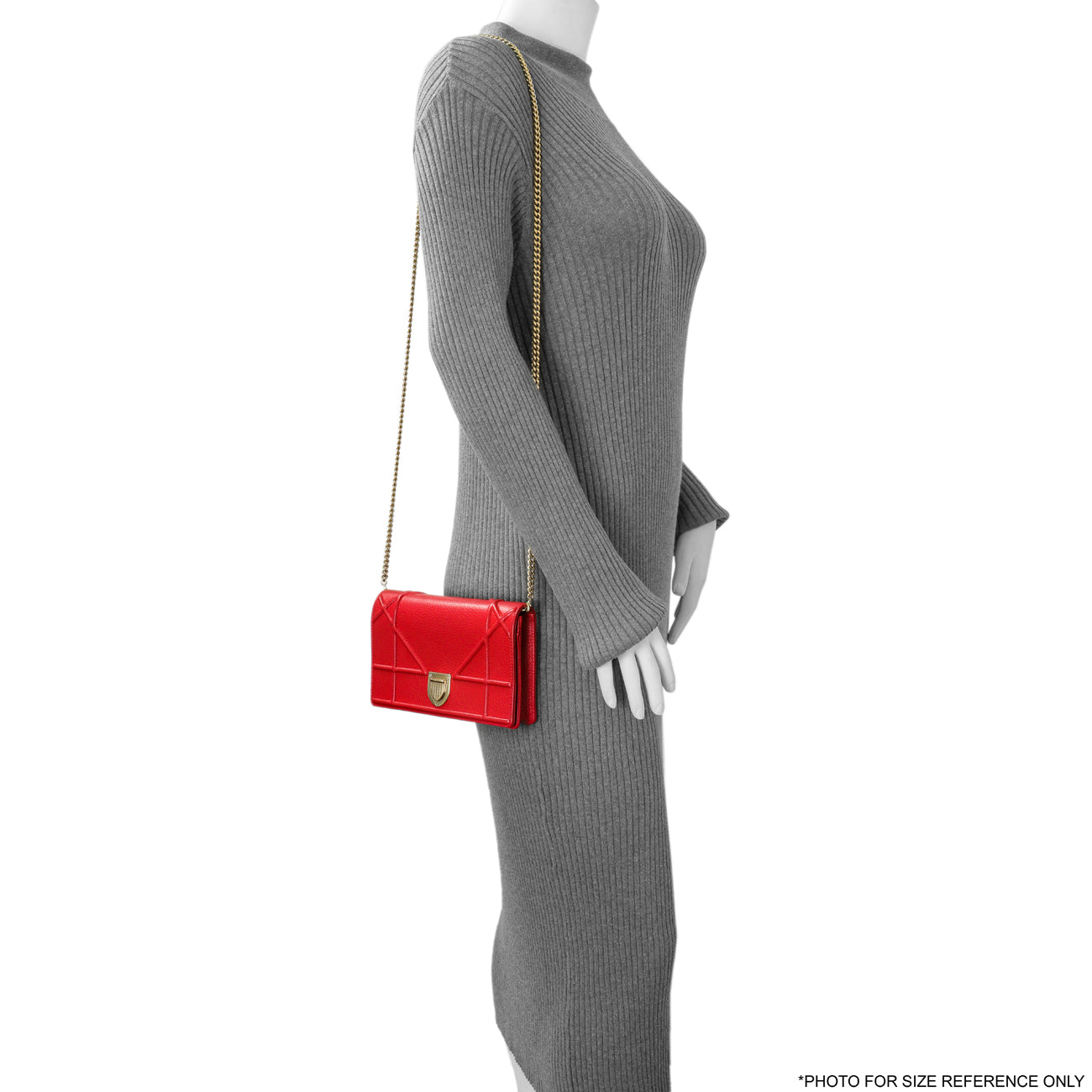 Christian Dior Red Calfskin Diorama Wallet On Chain – Modaselle